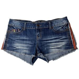 RUE21 Embroidered Low Rise Cut-off Distressed Denim Jean Shorts Juniors Size 5/6